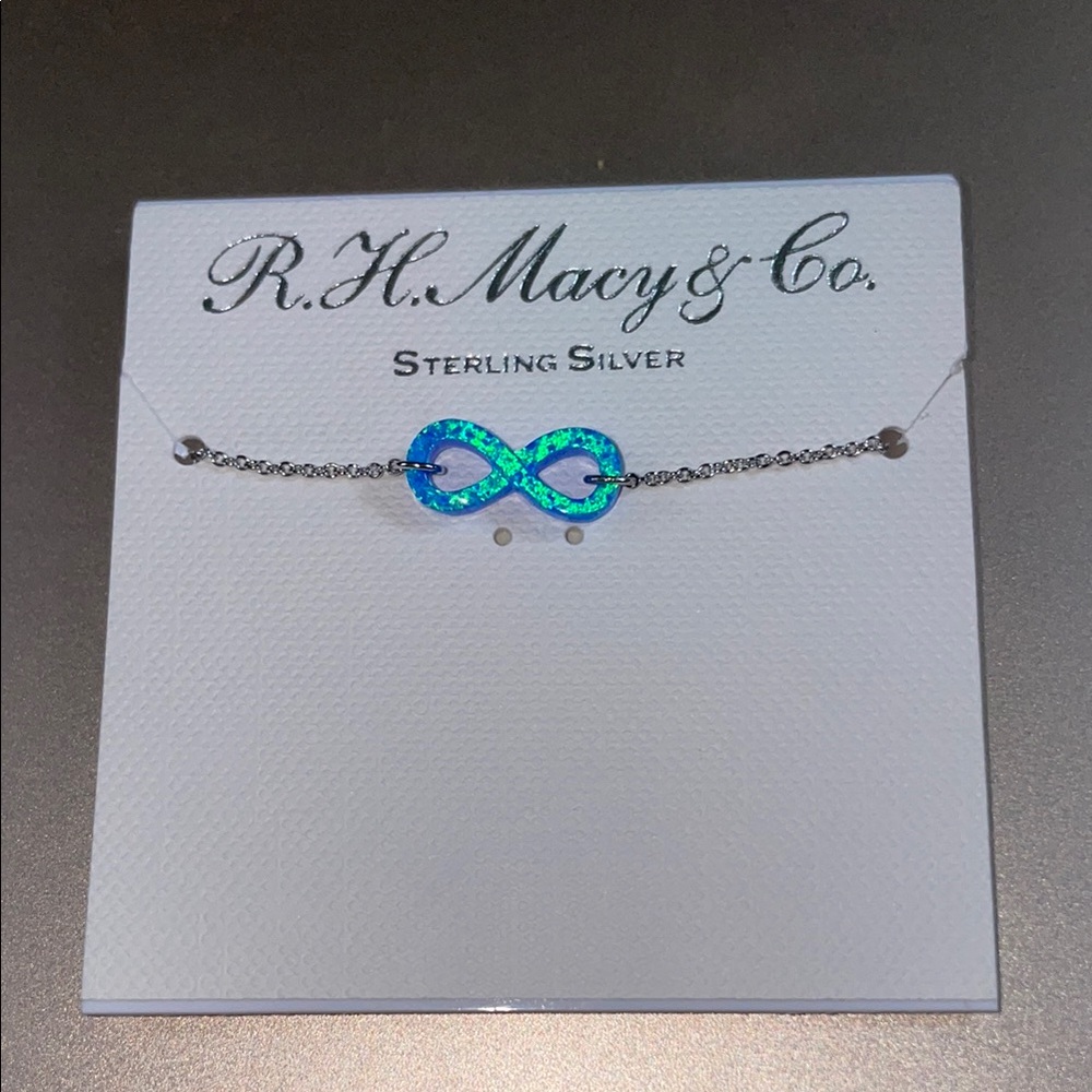 Sterling Silver Infinity Bracelet - Blue and Green